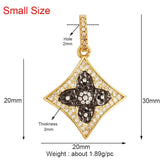 18K Plated Clover Flower Zircon Charm Pendant, Jewelry Findings
