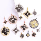 18K Plated Clover Flower Zircon Charm Pendant, Jewelry Findings