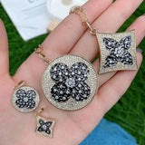 18K Plated Clover Flower Zircon Charm Pendant, Jewelry Findings