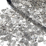 50g Zinc Alloy Charms Antique Silver Heart Pendants for DIY Jewelry Making
