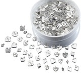 50g Zinc Alloy Charms Antique Silver Heart Pendants for DIY Jewelry Making