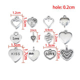 50g Zinc Alloy Charms Antique Silver Heart Pendants for DIY Jewelry Making
