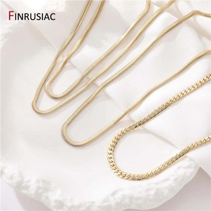 Brass Cuban Link Snake Chains Necklace For Women