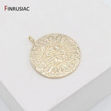 14K Plated Chrysanthemum Pattern Charm Pendant for Necklace Making
