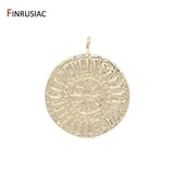14K Plated Chrysanthemum Pattern Charm Pendant for Necklace Making