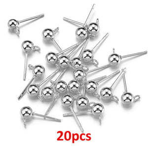 100pcs Stainless Steel Ball Ear Post Earrings for DIY Jewelry Making