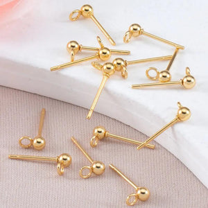 100pcs Stainless Steel Ball Ear Post Earrings for DIY Jewelry Making