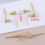 100pcs Stainless Steel Ball Ear Post Earrings for DIY Jewelry Making