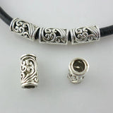 80pcs Tibetan Silver Hollow Carved Flower Tube Spacer Beads