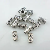 80pcs Tibetan Silver Hollow Carved Flower Tube Spacer Beads