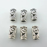 80pcs Tibetan Silver Hollow Carved Flower Tube Spacer Beads
