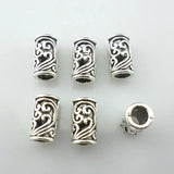 80pcs Tibetan Silver Hollow Carved Flower Tube Spacer Beads