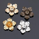 20pcs 20mm Copper Flower Bead Caps Vintage Filigree Spacer End Caps