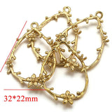 4pcs Stainless Steel Heart-shaped Earrings Bezel Charm Gold-plated Connectors