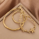 4pcs Stainless Steel Heart-shaped Earrings Bezel Charm Gold-plated Connectors