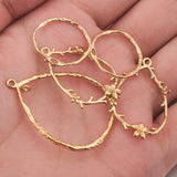4pcs Stainless Steel Heart-shaped Earrings Bezel Charm Gold-plated Connectors