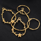 4pcs Stainless Steel Heart-shaped Earrings Bezel Charm Gold-plated Connectors
