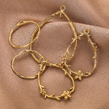 4pcs Stainless Steel Heart-shaped Earrings Bezel Charm Gold-plated Connectors