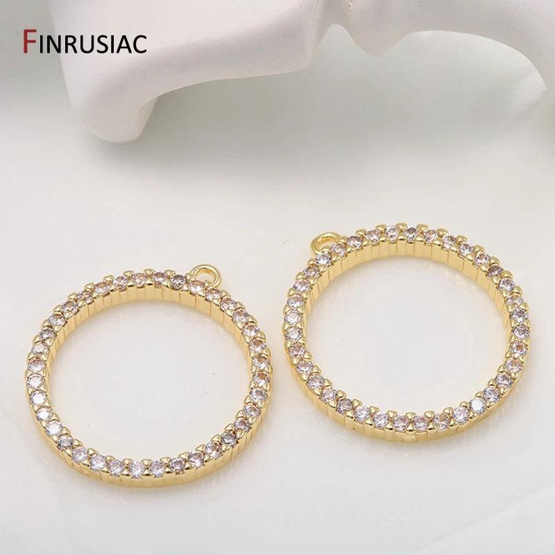 Zircon Round Circle Pendant Charm DIY Making Earrings Necklace Fittings