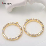 Zircon Round Circle Pendant Charm DIY Making Earrings Necklace Fittings