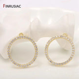 Zircon Round Circle Pendant Charm DIY Making Earrings Necklace Fittings