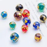 10pcs Round 10mm 12mm Foil Pattern Lampwork Glass Loose Beads for Jewelry Making