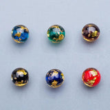10pcs Round 10mm 12mm Foil Pattern Lampwork Glass Loose Beads for Jewelry Making