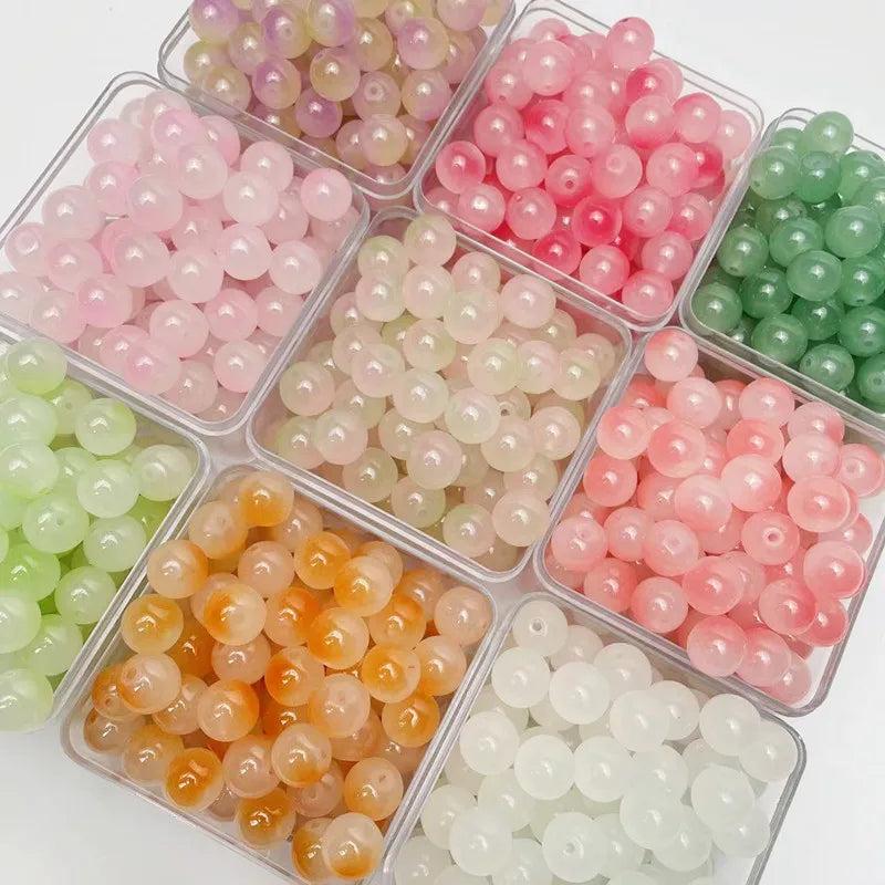 50pcs 10MM Glass Cloud Beads Round Shape Spacer Beads DIY Jewelry Making