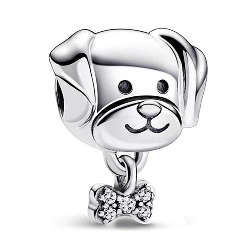 10Pcs Silver Cat Fox Charm Beads Pendant DIY Bracelets Bangles