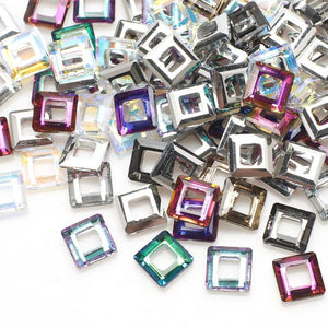 30Pcs Glass Crystal Square Beads With Big Hole 8mm Angle Cube Spacer