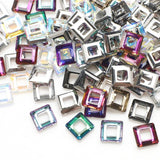 30Pcs Glass Crystal Square Beads With Big Hole 8mm Angle Cube Spacer