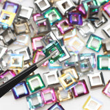 30Pcs Glass Crystal Square Beads With Big Hole 8mm Angle Cube Spacer