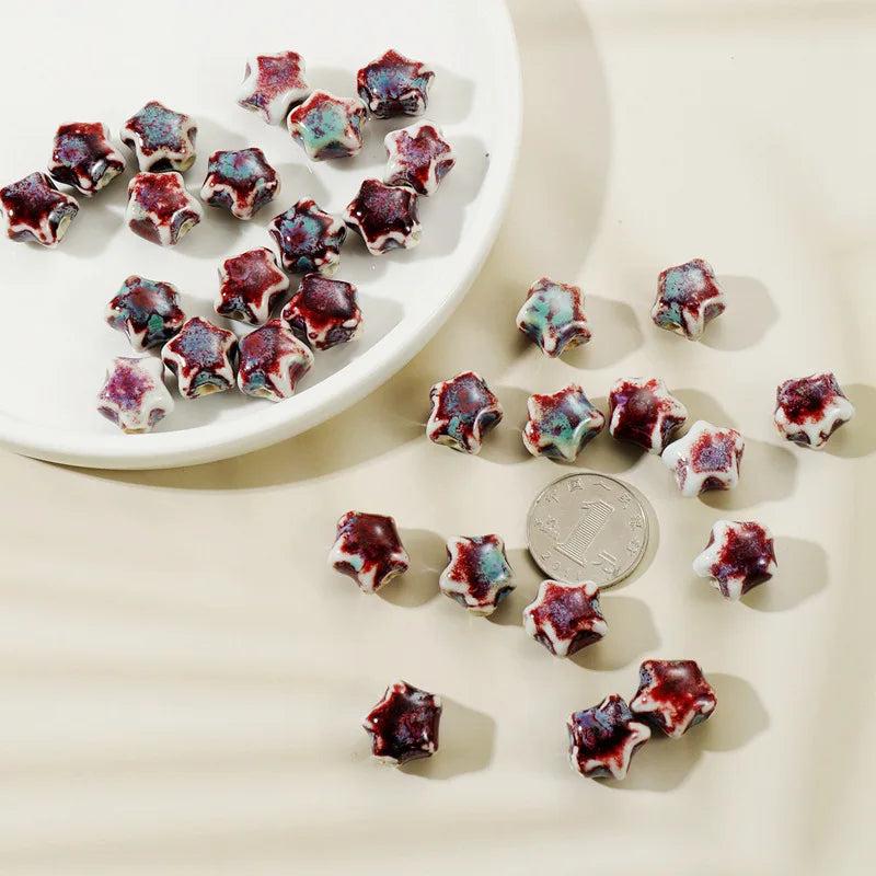 10pcs 17mm Field Snail Stars Ceramic Beads for Jewelry Making