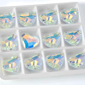 12PCS 15x18mm Crystal Heart Pendant Beads for Jewelry Making