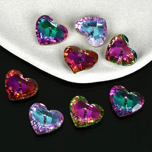 12PCS 15x18mm Crystal Heart Pendant Beads for Jewelry Making
