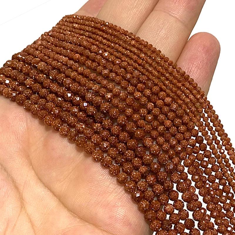 Small Faceted Golden SandStone Beads 2 3 4mm Loose Round for Jewelry Making DIY