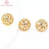 10PCS 8.5MM 24K Brass Hollow Round Beads for Jewelry DIY