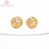 10PCS 8.5MM 24K Brass Hollow Round Beads for Jewelry DIY