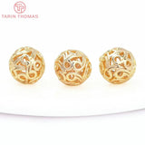 10PCS 8.5MM 24K Brass Hollow Round Beads for Jewelry DIY