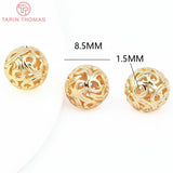 10PCS 8.5MM 24K Brass Hollow Round Beads for Jewelry DIY