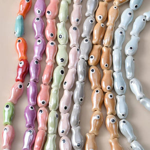 10PCS Hand Painted Fish Shaped Beads DIY Jewelry Making Ceramics Charms