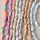 10PCS Hand Painted Fish Shaped Beads DIY Jewelry Making Ceramics Charms