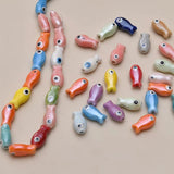 10PCS Hand Painted Fish Shaped Beads DIY Jewelry Making Ceramics Charms