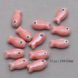 10PCS Hand Painted Fish Shaped Beads DIY Jewelry Making Ceramics Charms
