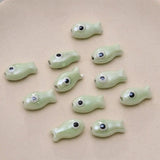 10PCS Hand Painted Fish Shaped Beads DIY Jewelry Making Ceramics Charms