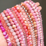 Pink Crystal Cat Eye Jades Rose Quartz Turquoises Stone Beads