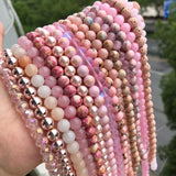 Pink Crystal Cat Eye Jades Rose Quartz Turquoises Stone Beads