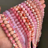 Pink Crystal Cat Eye Jades Rose Quartz Turquoises Stone Beads