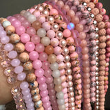 Pink Crystal Cat Eye Jades Rose Quartz Turquoises Stone Beads