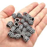 24Pcs Runic Runes Metal Beads Viking Jewelry Bead For Hair Beard Braided Charms